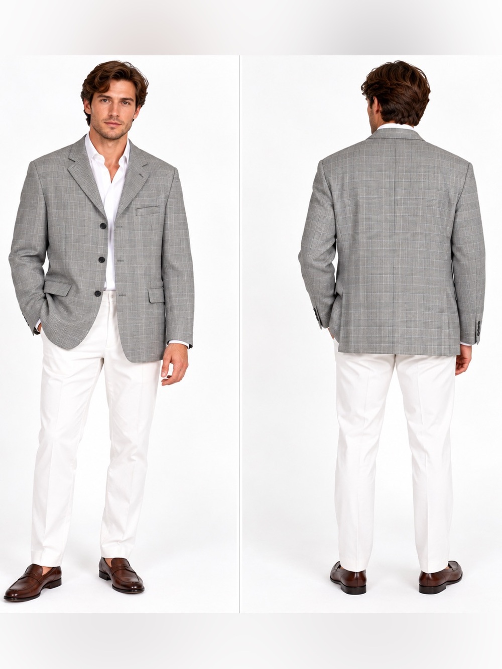 Blazer Sz 54 Luca Rossi Men’s Wool Made In Italy Light Grey Fashion Pattern